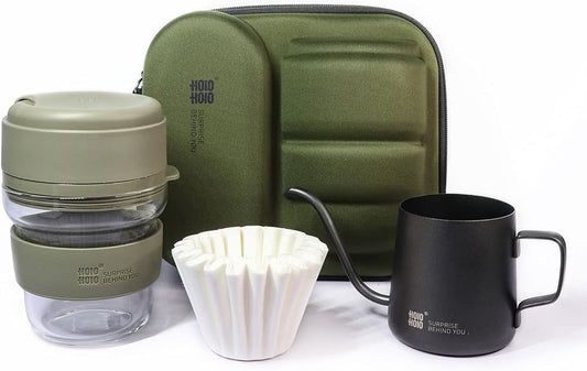 Portable Espresso Machine, Compatible Ground Coffee, Hand Coffee Maker, Travel Gadgets, Manually Operated, Perfect for Camping, Hiking, 300ML (Green)