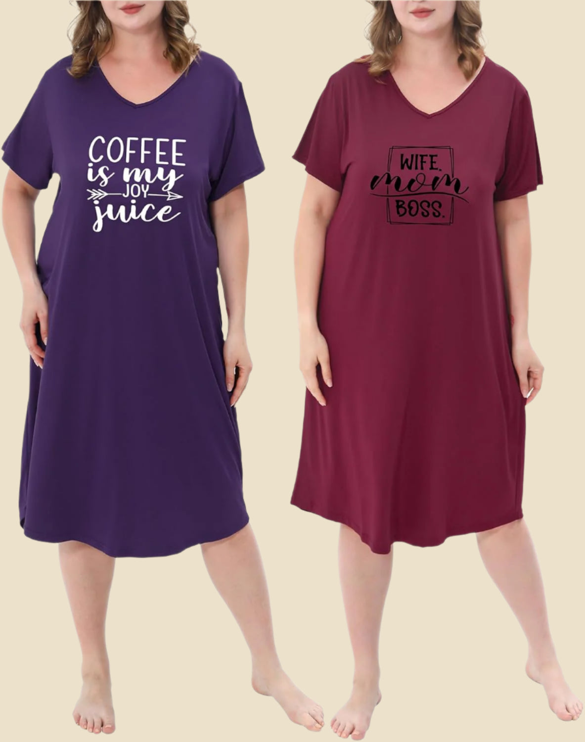 Plus Size Nightgowns for Women V Neck Short Sleeve Nightshirts Sleepwear