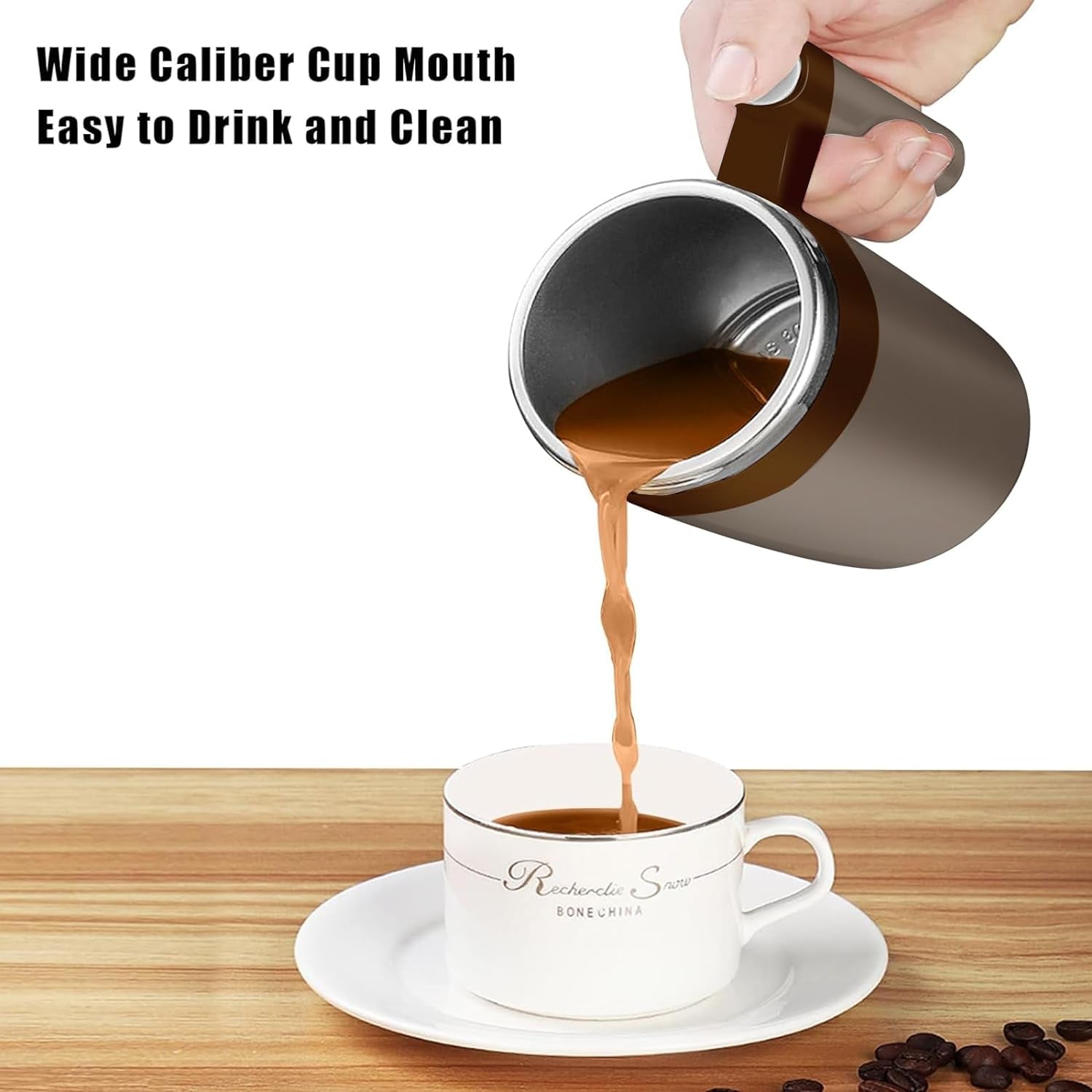 Self Stirring Mug,Rechargeable Auto Magnetic Coffee Mug with 2Pc Stir Bar,Waterproof Automatic Mixing Cup for Milk/Cocoa at Office/Kitchen/Travel 14Oz Best Gift - Black