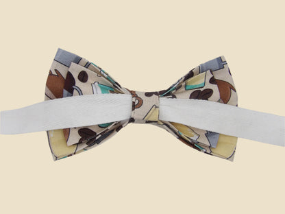 Coffee Lover Bow Tie, Coffee Beans & Cups on Tan, Pre-Tied Bow Tie, Barista Coffee Shop, Bow Ties for Men, Boys Bow Tie, Girls Hair Bow
